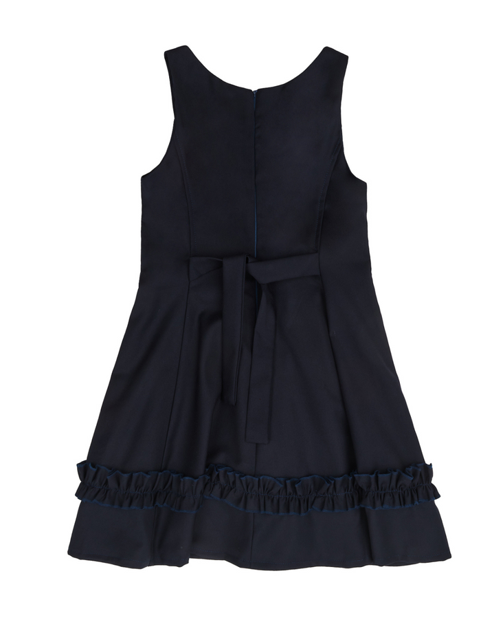 Classic Elegance Ruffle Front Navy Dress by Kids Couture Mia Belle Girls