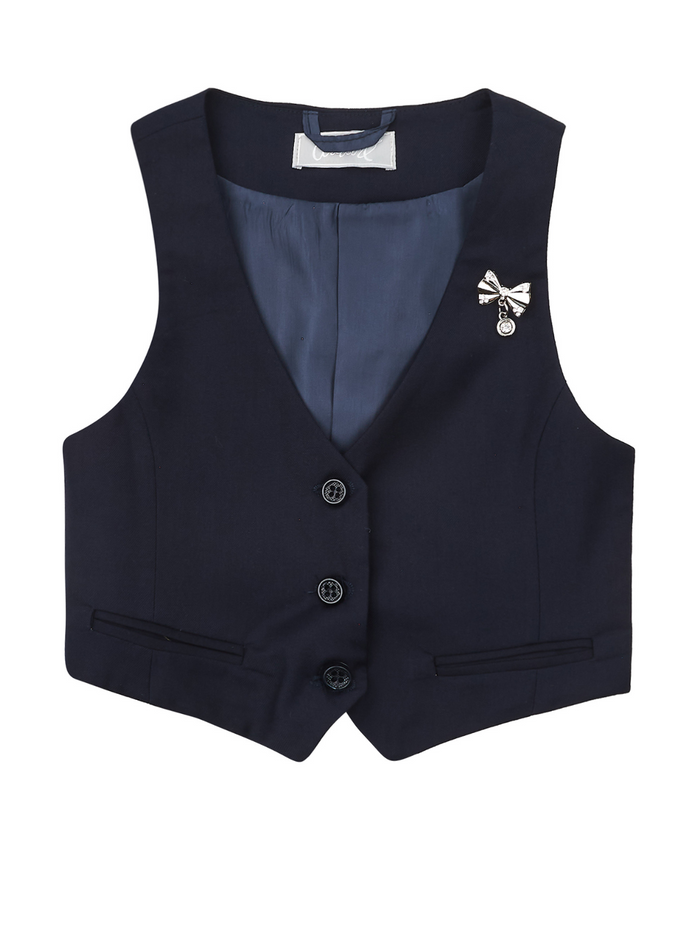 Classic Navy Girls Bow Pin Vest by Kids Couture Mia Belle Girls