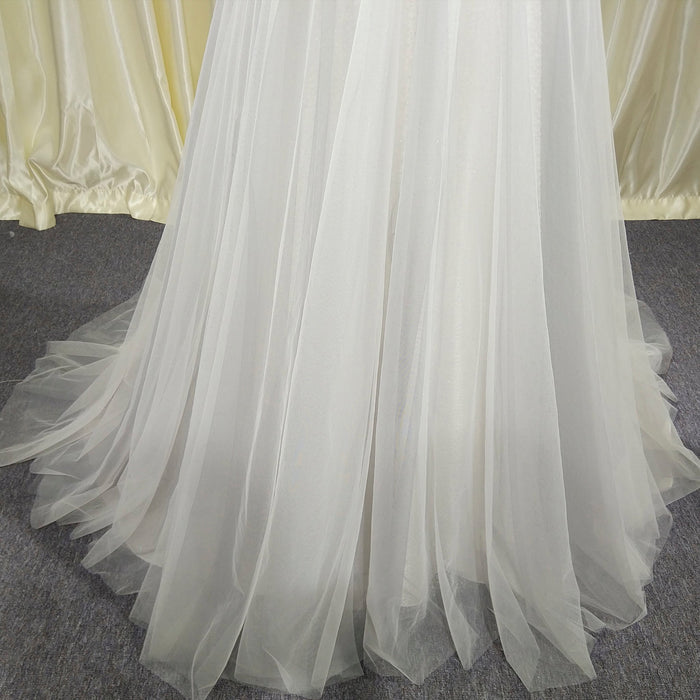 Classic Rustic Outdoor A-Line Wedding Dress with Flutter Sleeves - Rosymae