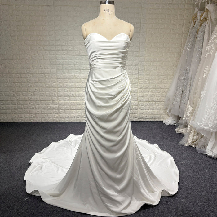 Classic Strapless Sweetheart Mermaid Wedding Dress with Pleated - Rosymae
