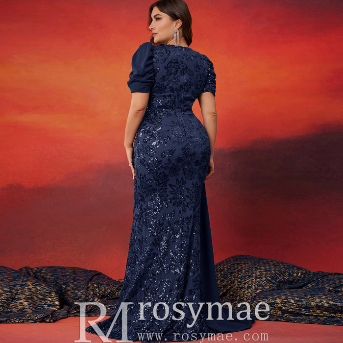 Classic Trendy Short Sleeve Plus Size Mermaid Dresses for Evening Party - Rosymae