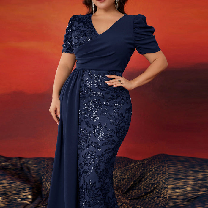 Classic Trendy Short Sleeve Plus Size Mermaid Dresses for Evening Party - Rosymae