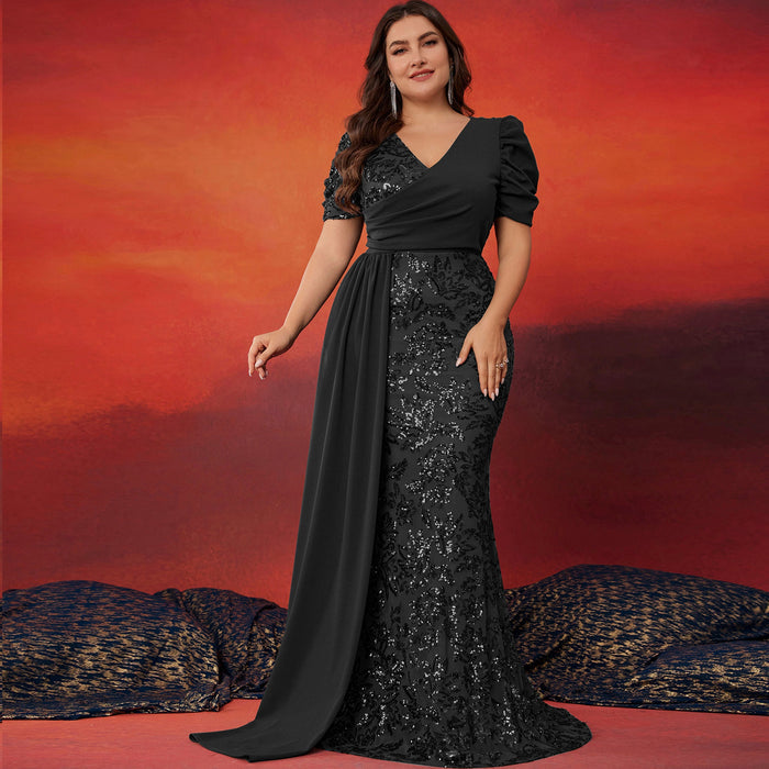 Classic Trendy Short Sleeve Plus Size Mermaid Dresses for Evening Party - Rosymae
