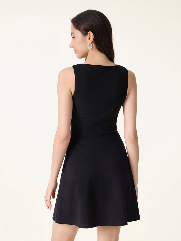 OGLmove Classy Boatneck Fit-and-Flare Mini Bra Dress