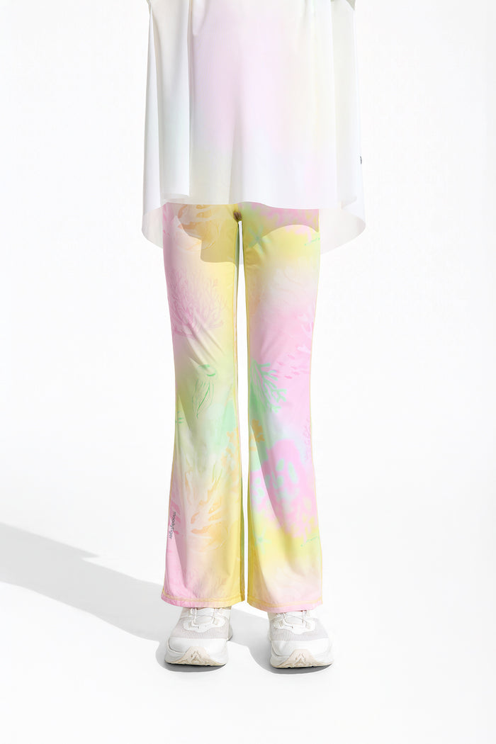 Cloudie Air Printed Bootcut Leggings **Color Coral Yellow**