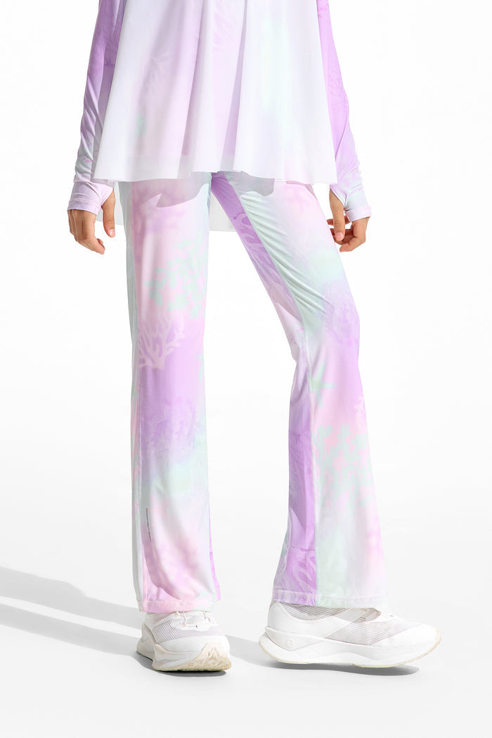 Cloudie Air Printed Bootcut Leggings **Color Coral Pink Purple**