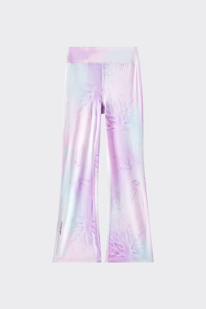 Cloudie Air Printed Bootcut Leggings **Color Coral Pink Purple**