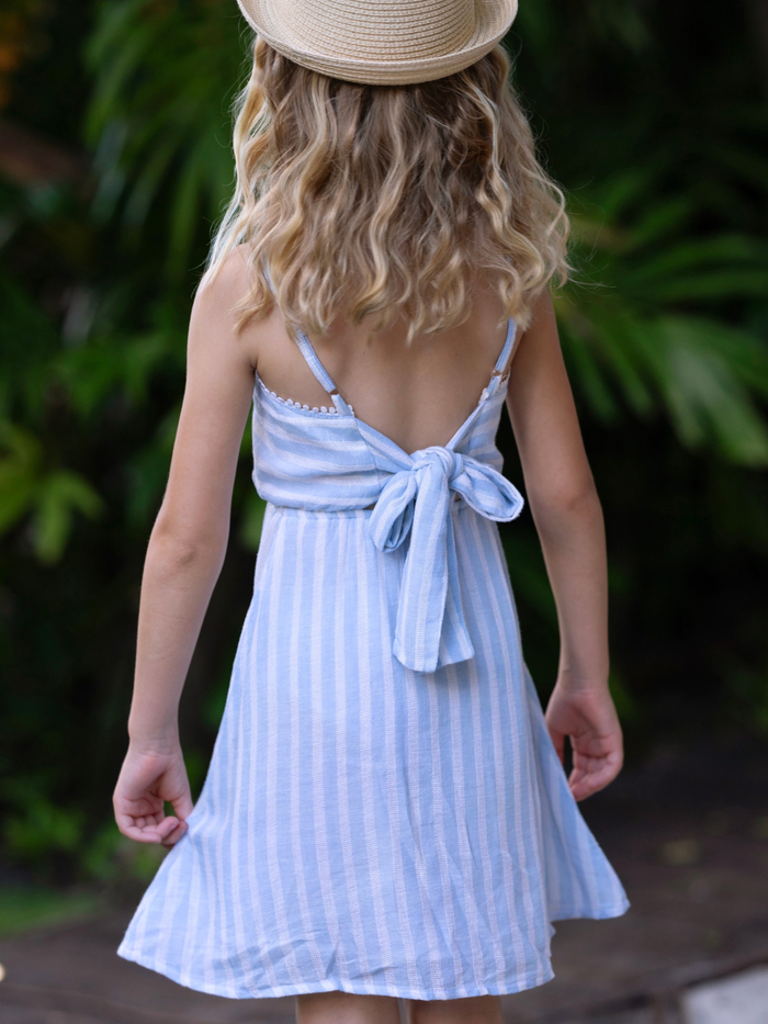 Coastal Blue Stripes Cotton Sundress