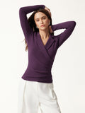 OGLmove Collared Surplice Top Deep Fig XXS