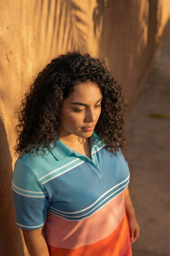 Color Block Printed Polo Dress