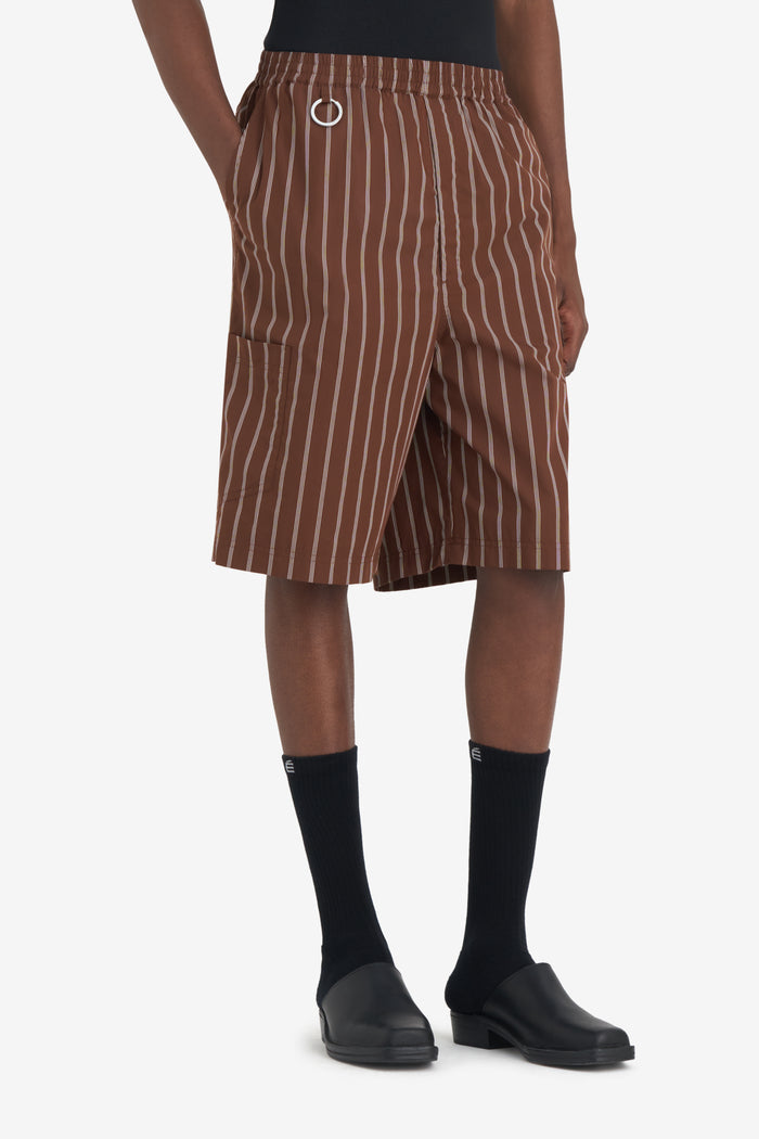 COMFORT SHORTS STRIPED 42 / DK BROWN
