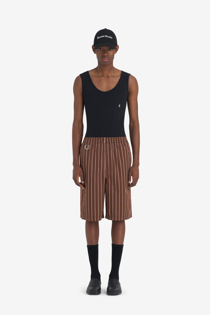 COMFORT SHORTS STRIPED 42 / DK BROWN