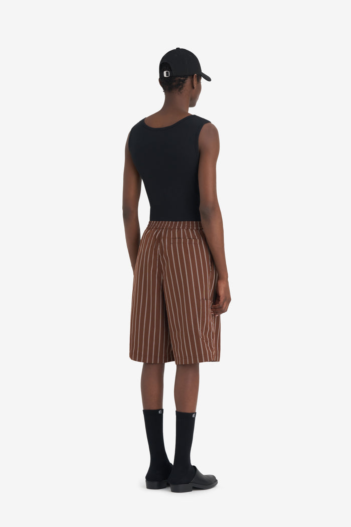 COMFORT SHORTS STRIPED 42 / DK BROWN
