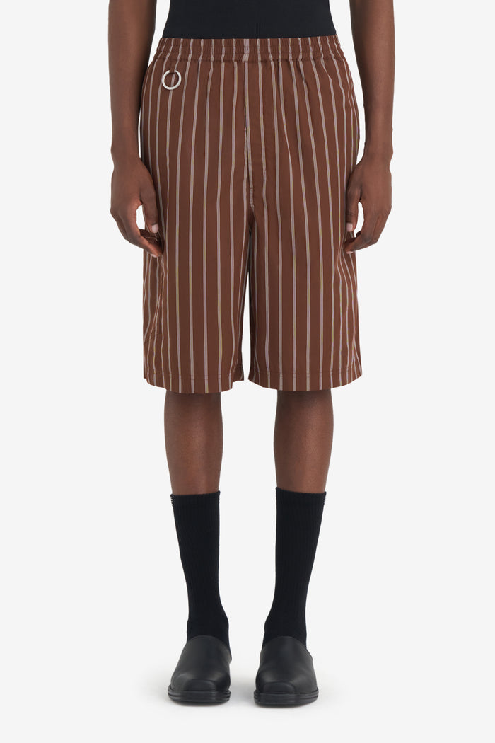 COMFORT SHORTS STRIPED 42 / DK BROWN