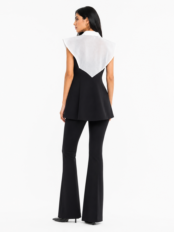 Contrast Lapel Longline Vest – EVELYN