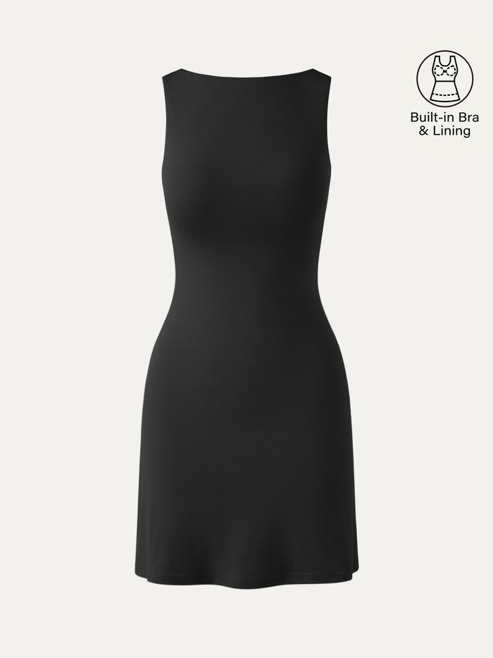 OGLmove Cooling Open Back Bandless Brami Mini Dress Black XS
