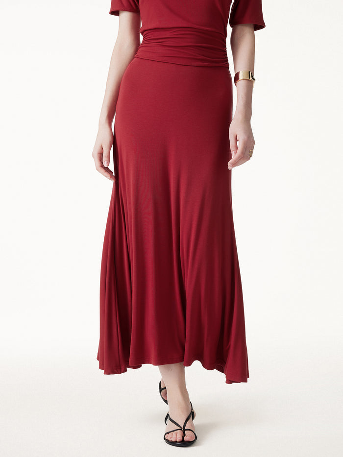 OGLmove CoolTouch Flowy Maxi Flared Skirt Orange Flame XS