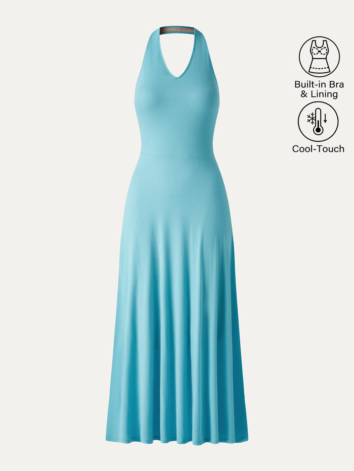OGLmove CoolTouch Halter A-Line Midi Bra Dress