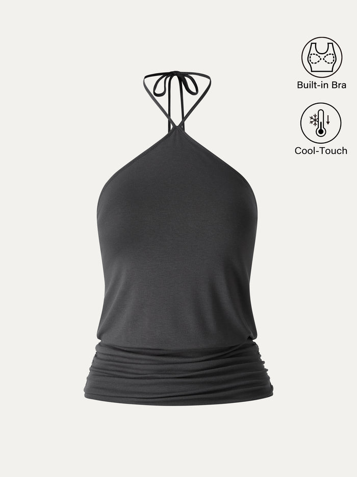 OGLmove CoolTouch Halter Ruched Hem Bra Top