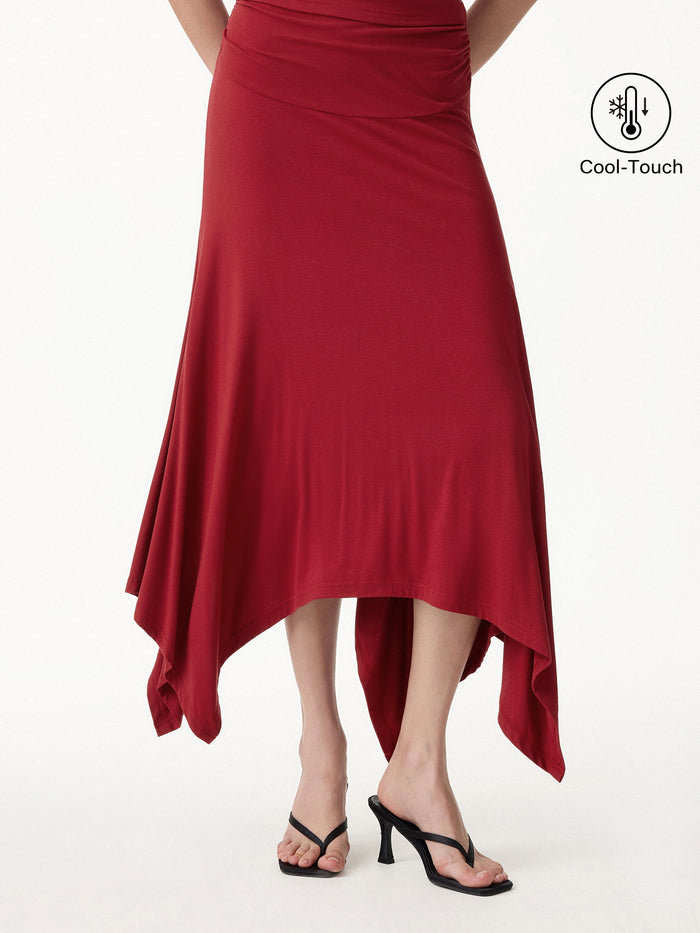 OGLmove CoolTouch Handkerchief Hem Ankled Skirt Orange Flame XS