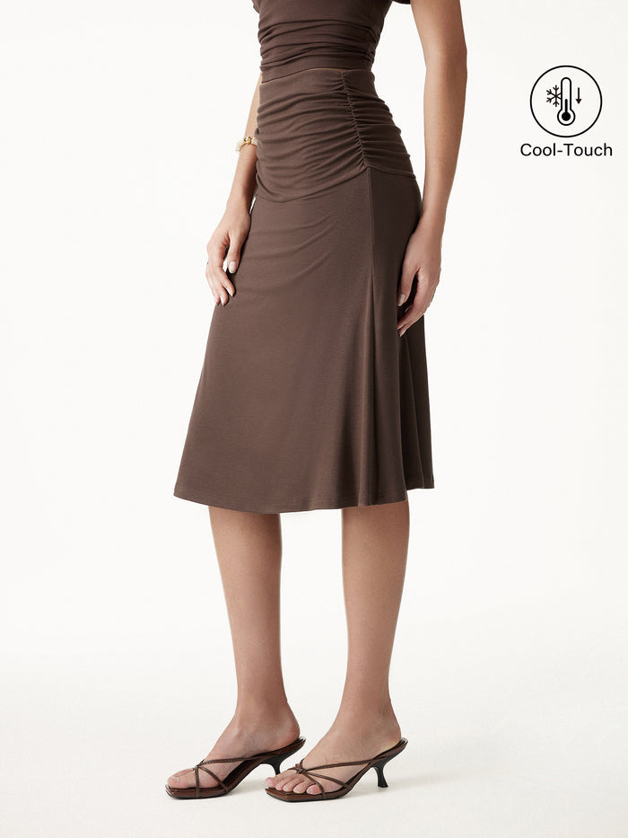 OGLmove CoolTouch Ruched Midi Mermaid Skirt