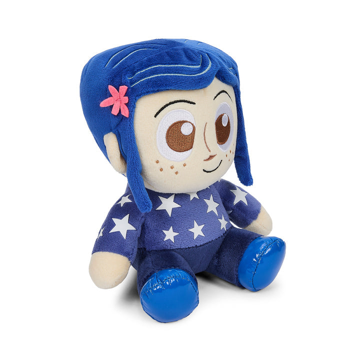 Coraline plush toy wearing star sweater, soft Phunny plush in 7.5-inch size, detailed and colorful collectible from Coraline.