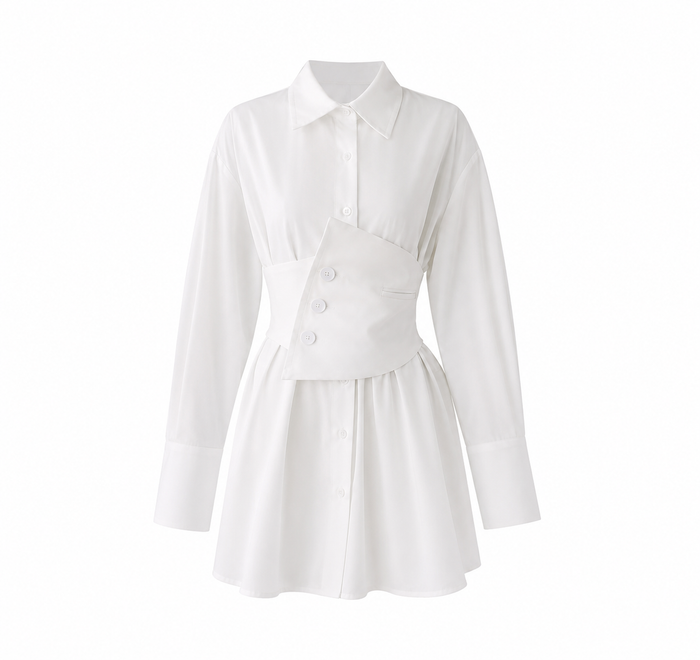 Corset-Layered Shirt Dress – Opaline