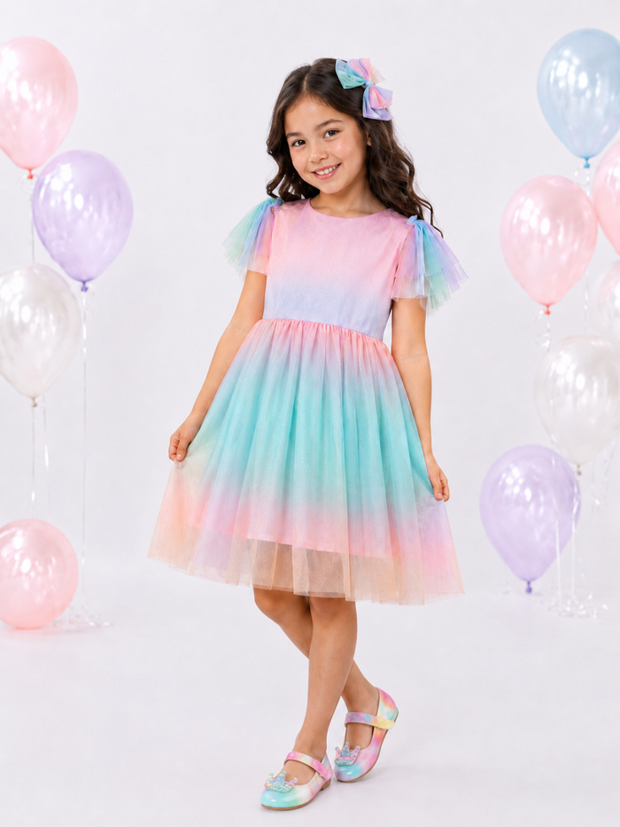 Cotton Candy Pastel Rainbow Party Dress Mia Belle Girls