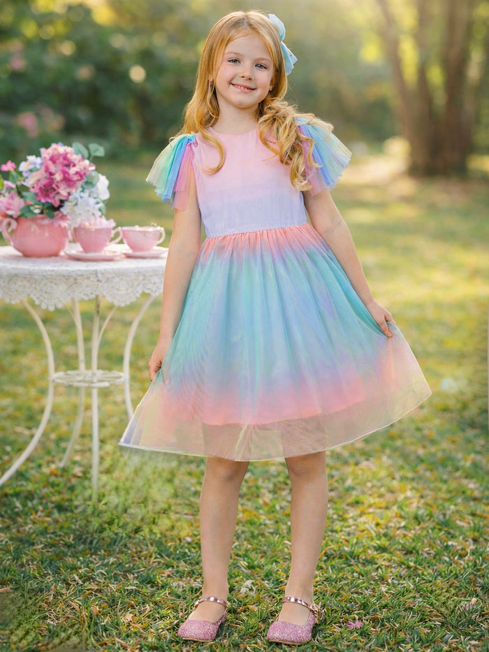 Spring graduation dress for girls in soft ombre colors