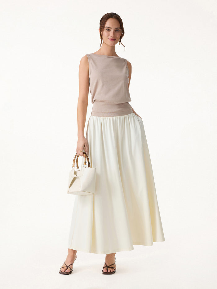OGLmove Cotton-Linen Blend Boatneck Low Back Top