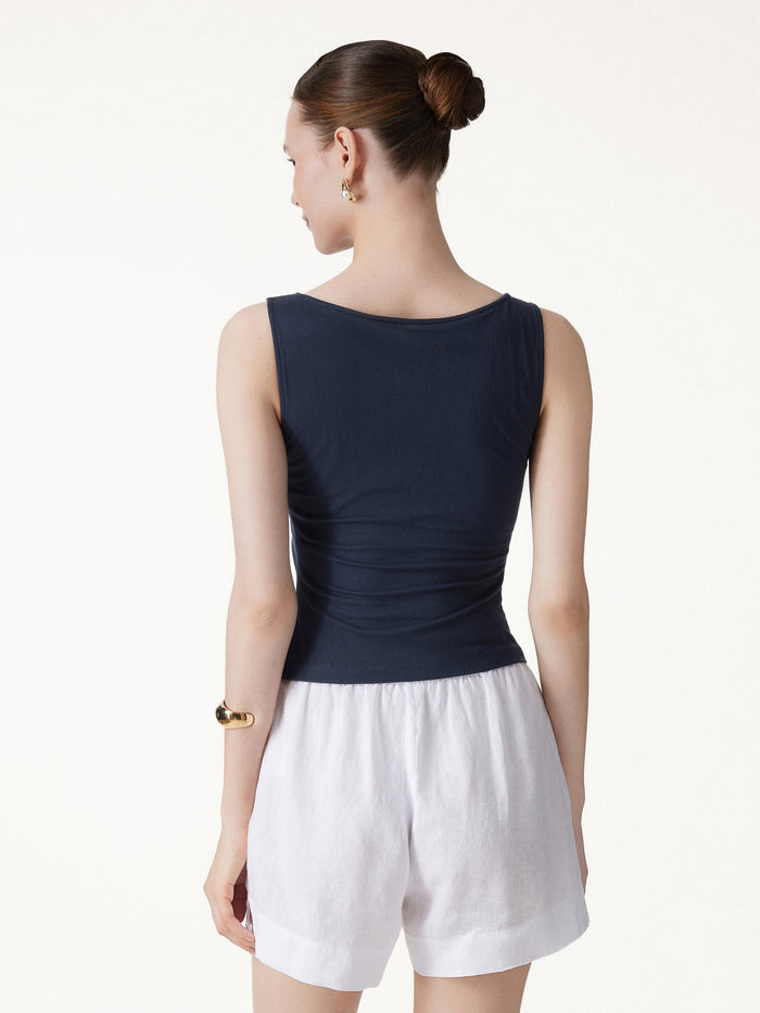 OGLmove 2Pcs Set Cropped Bra Top & Midi Skirt with Pockets