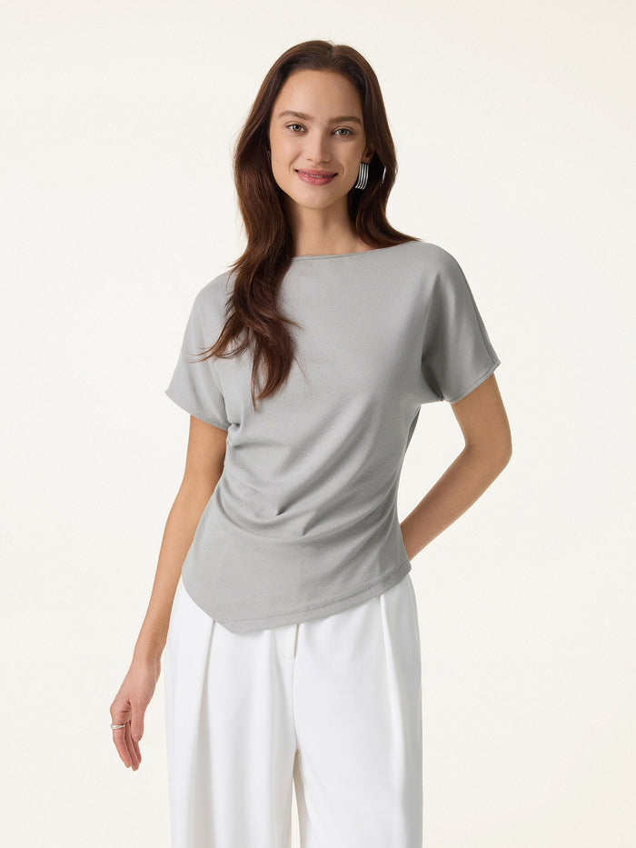 OGLmove Cotton Lyocell Boatneck Angled Summer Tee