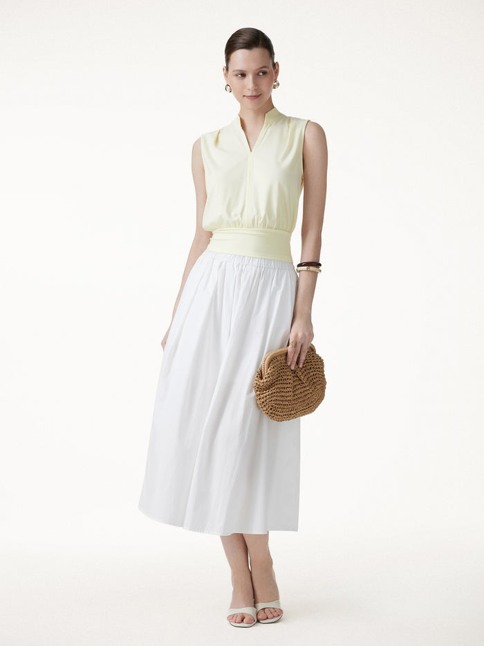 OGLmove Cotton-Viscose Stand Collar Sleeveless Top