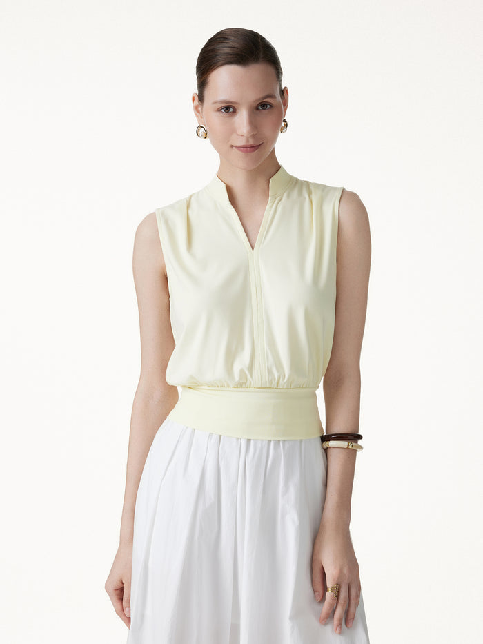 OGLmove Cotton-Viscose Stand Collar Sleeveless Top