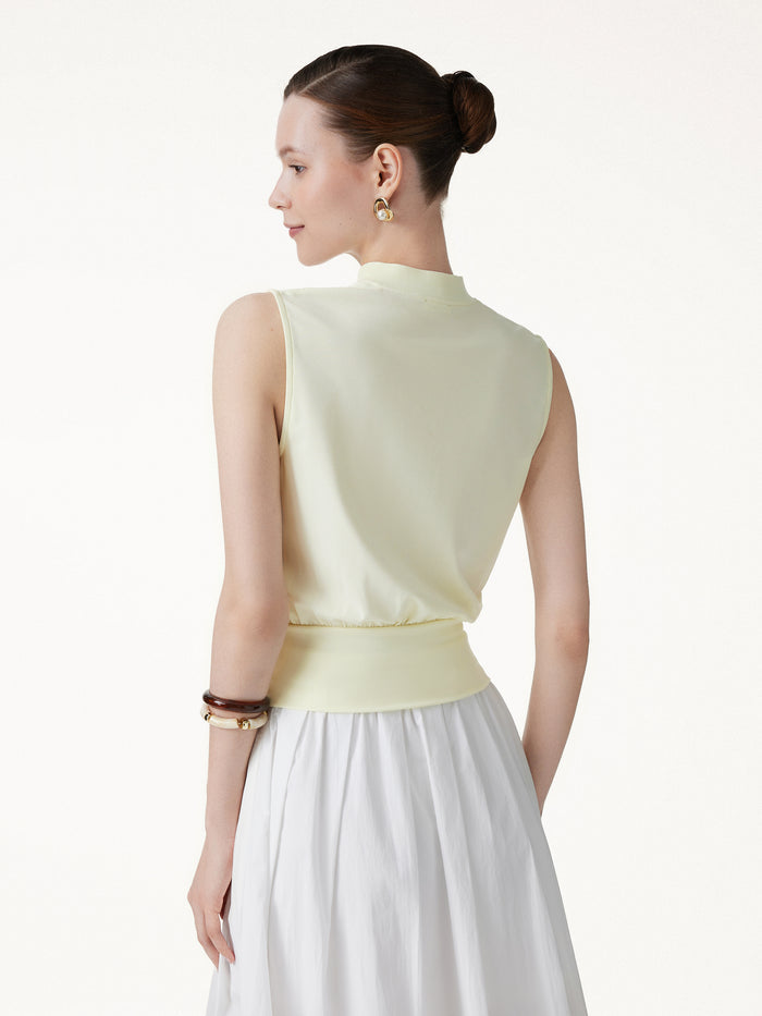 OGLmove Cotton-Viscose Stand Collar Sleeveless Top