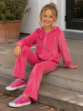 Cozy Charm Pink Velour Flare Pant Set