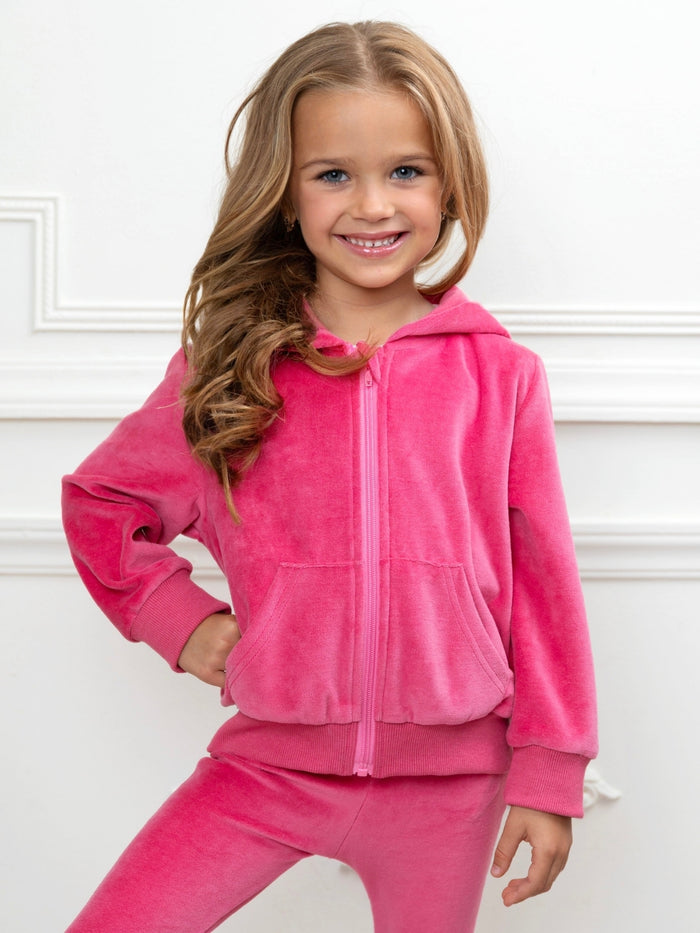 Girls cozy matching outfit with zip up hoodie