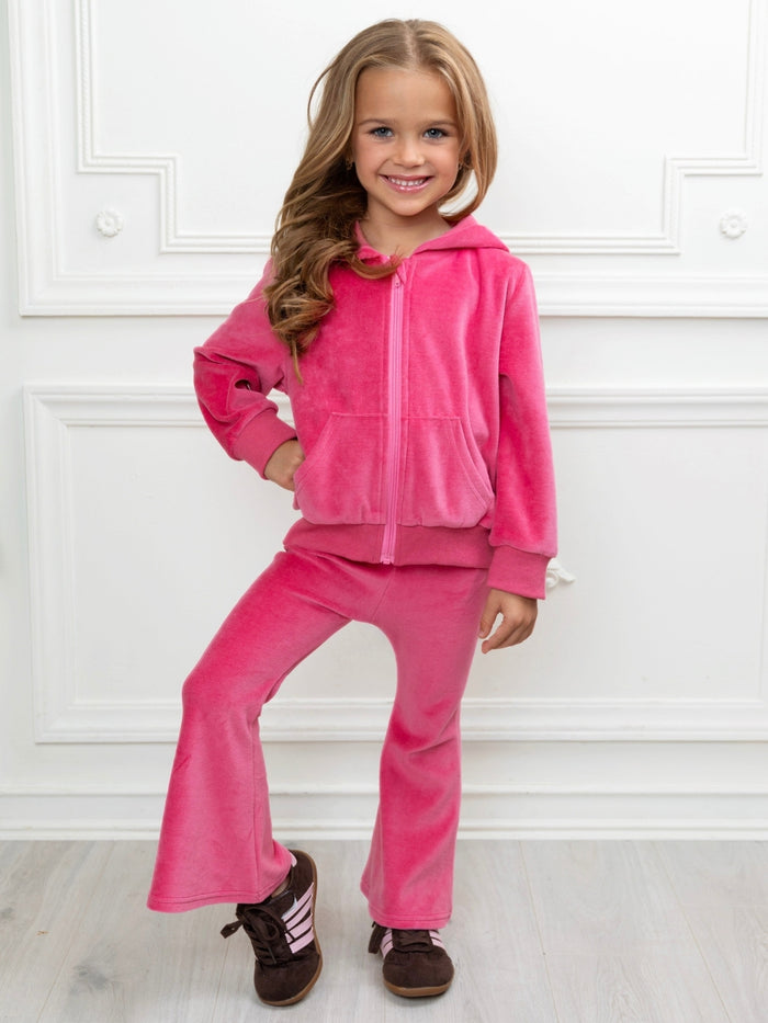Girls casual matching set with hoodie and flare leg pants