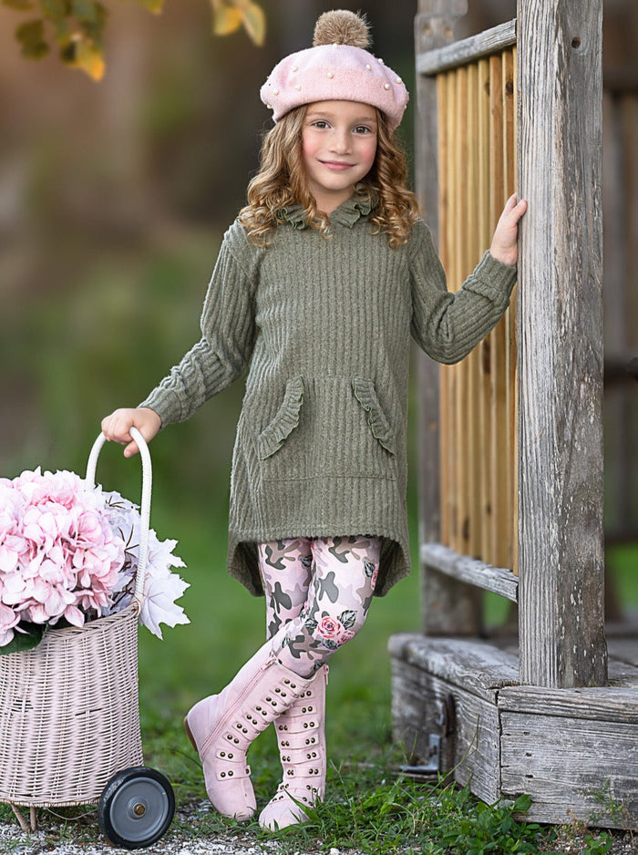 Cozy Woodland Hooded Tunic and Camouflage Legging Set Mia Belle Girls