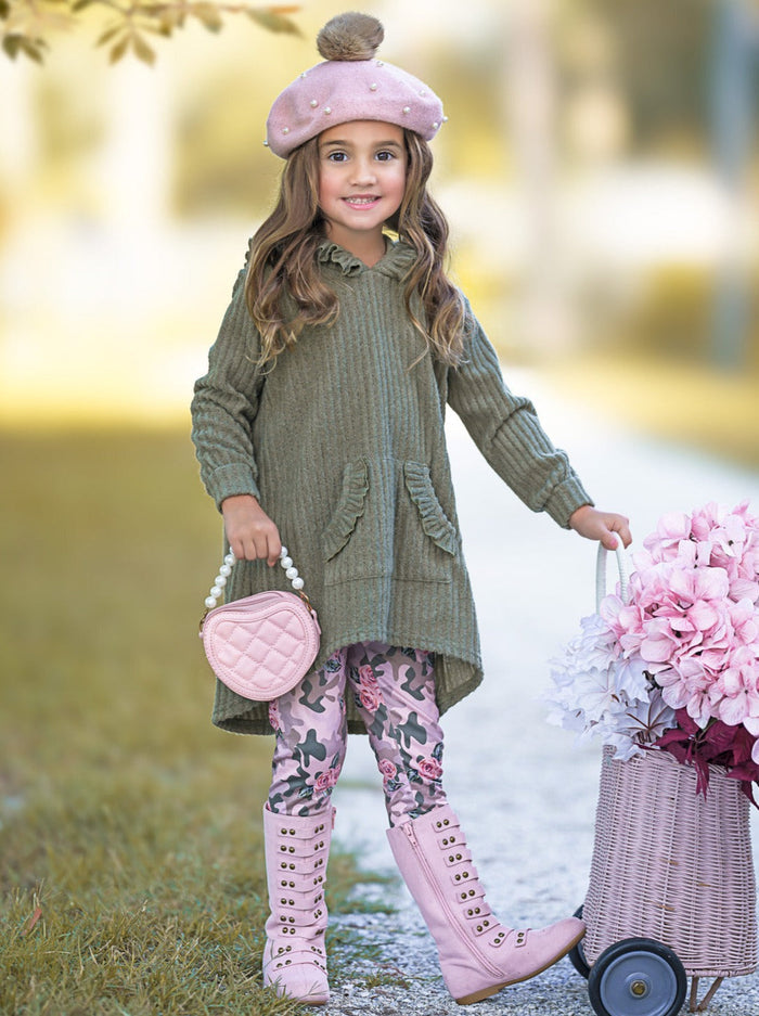 Cozy Woodland Hooded Tunic and Camouflage Legging Set Mia Belle Girls