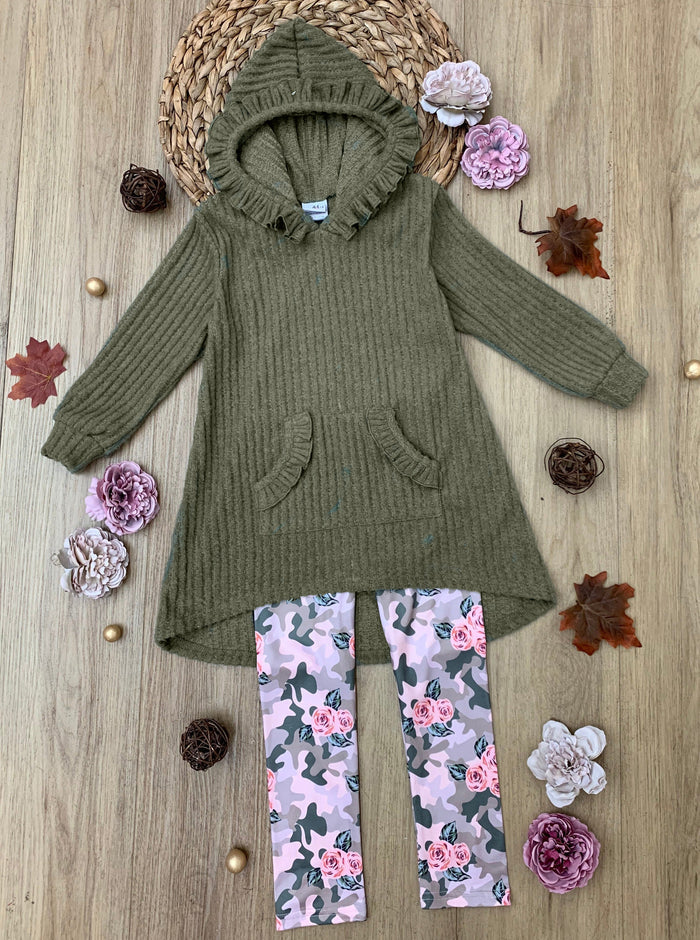 Cozy Woodland Hooded Tunic and Camouflage Legging Set Mia Belle Girls