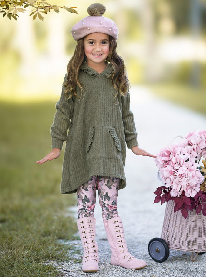 Cozy Woodland Hooded Tunic and Camouflage Legging Set Mia Belle Girls