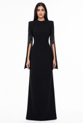 Crystal Cape Sleeve Evening Gown - Valencia