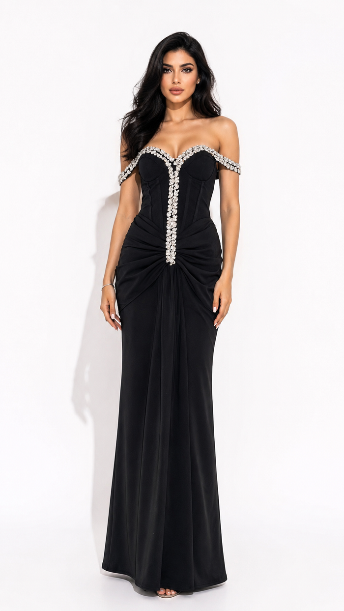 Crystal Embellished Mermaid Gown - Glamour