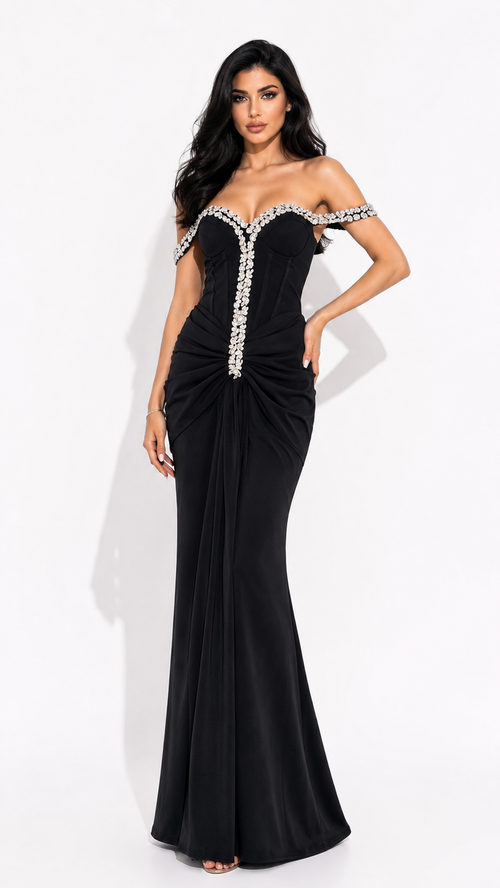 Crystal Embellished Mermaid Gown - Glamour