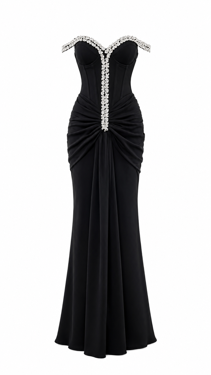 Crystal Embellished Mermaid Gown - Glamour