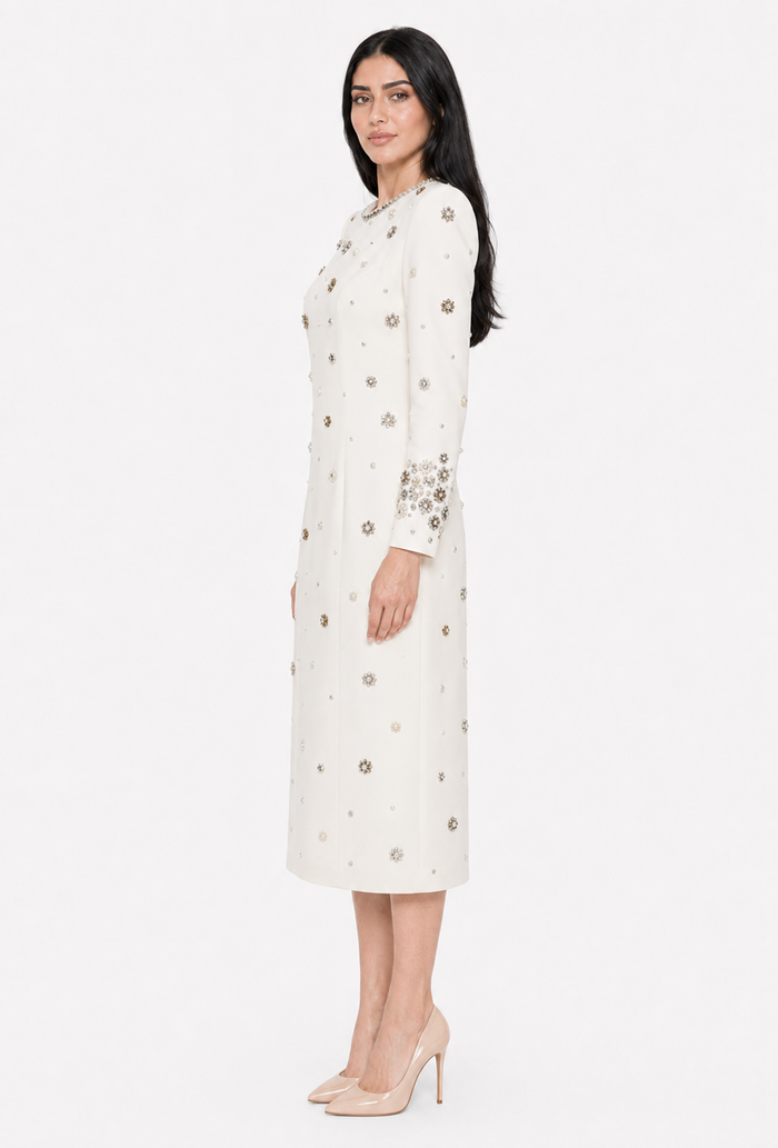 Crystal Embellished Midi Dress - Jilra