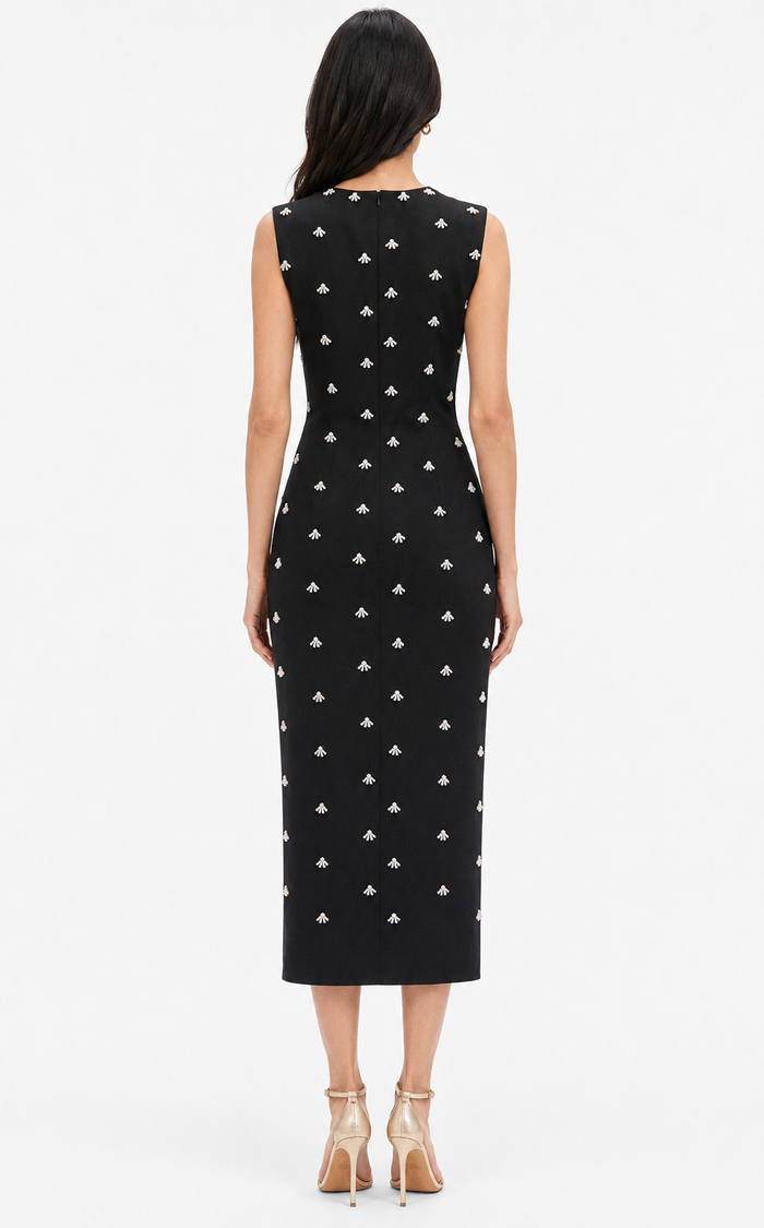 Crystal Embellished Midi Sheath Dress - Iris