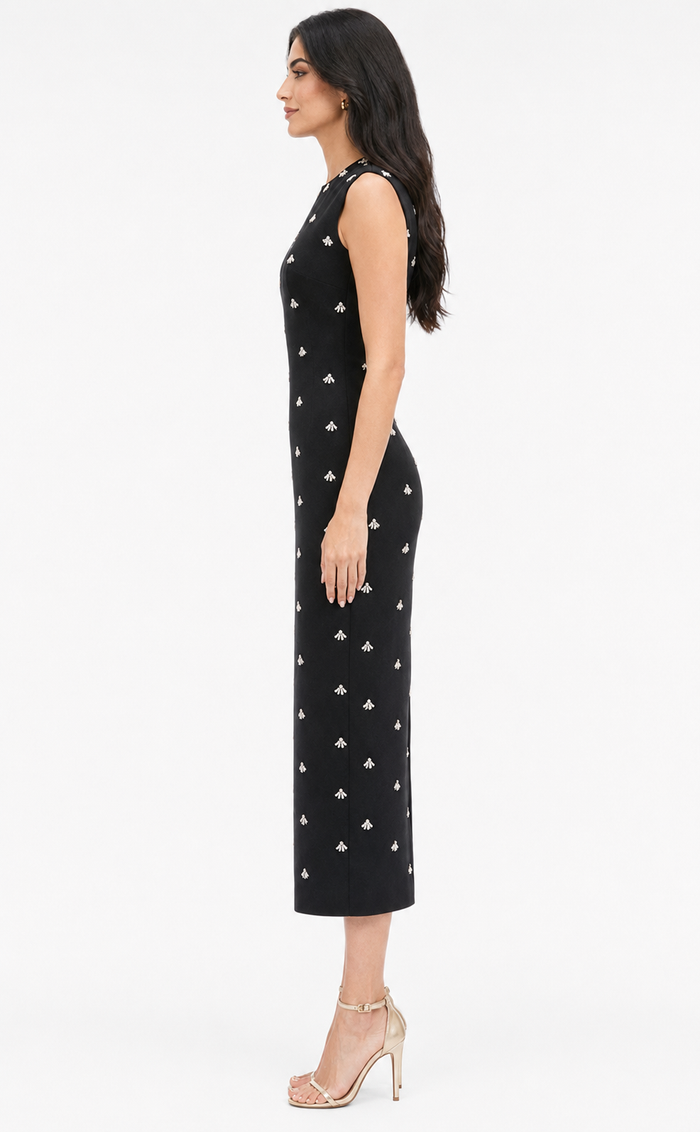 Crystal Embellished Midi Sheath Dress - Iris