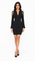 Crystal Embellished Shoulder Mini Dress - Onyx